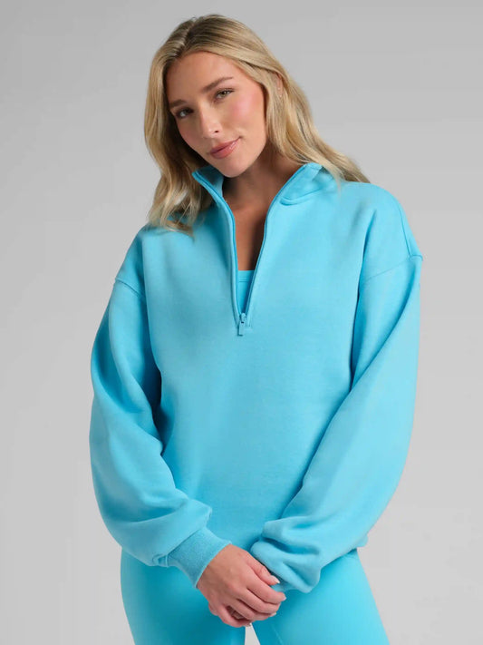 Neon Basic Quarter Zip Mock Neck