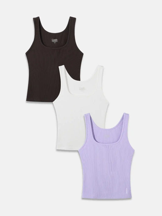 Rib Contour Waist Length Tank 3-Pack